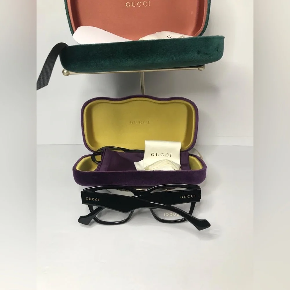 New Authentic GUCCI GG1428O 001 square Gucci optical comes shiny black frame.